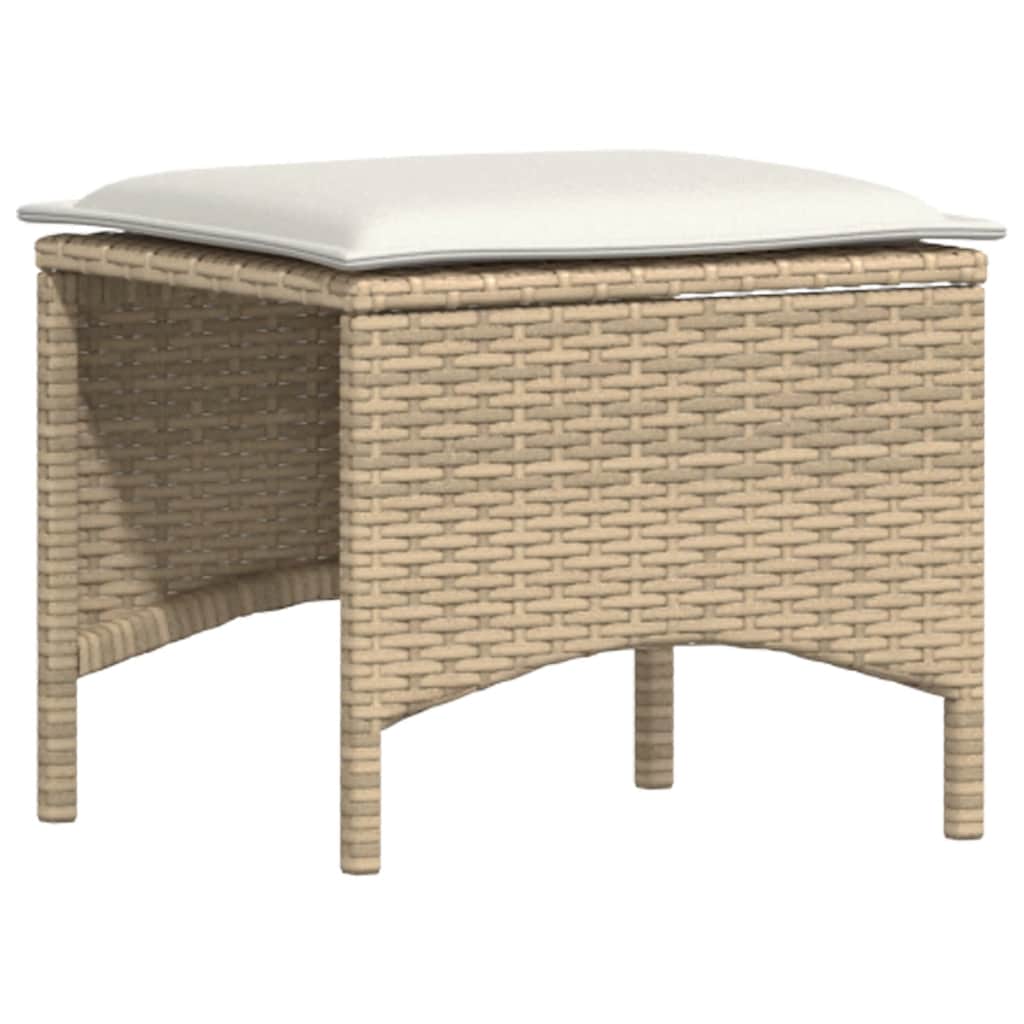 5-tlg. Garten-Sofagarnitur mit Kissen Beige Poly Rattan