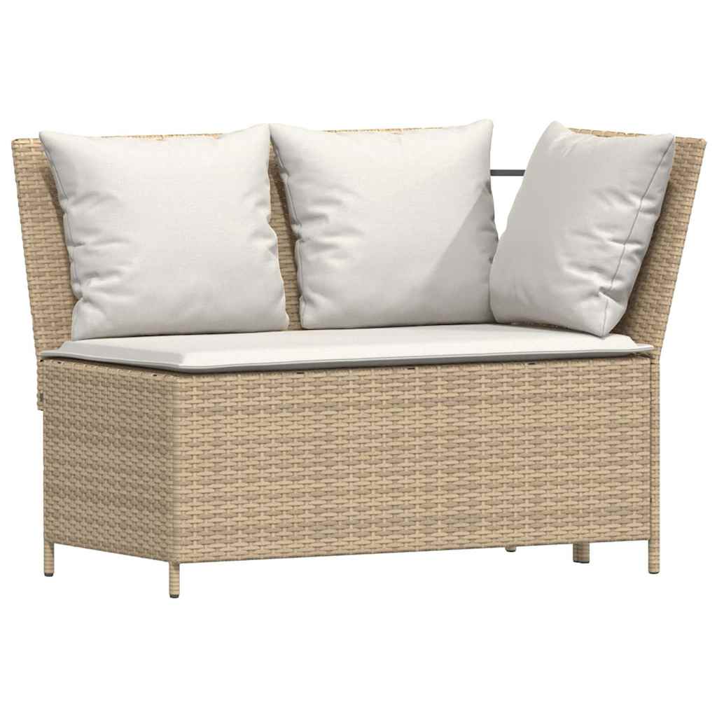 5-tlg. Garten-Sofagarnitur mit Kissen Beige Poly Rattan