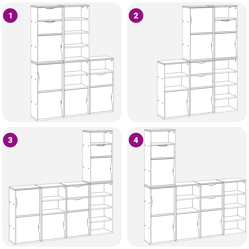 Sideskabe 5 stk ODDA 40x24x79 cm massiv fyrretræ