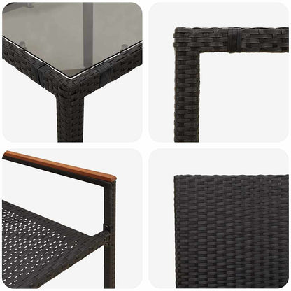 Garten Essgruppe 3 pcs Schwarz 90 x 90 x 75 cm Poly-Rattan