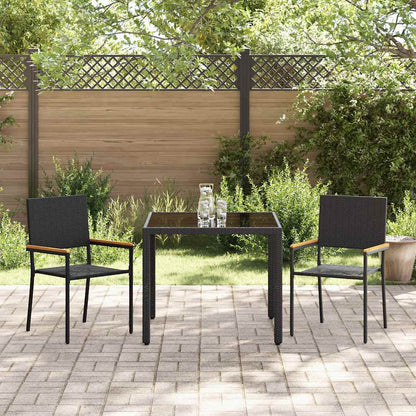 Garten Essgruppe 3 pcs Schwarz 90 x 90 x 75 cm Poly-Rattan