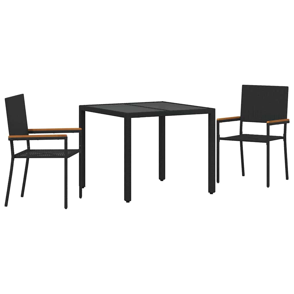 Garten Essgruppe 3 pcs Schwarz 90 x 90 x 75 cm Poly-Rattan