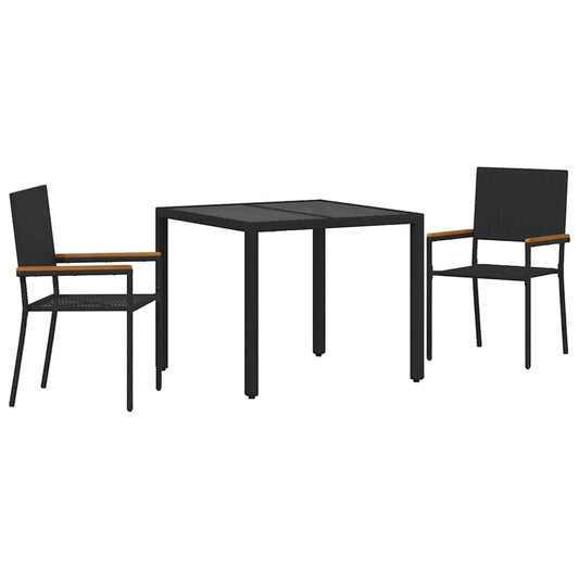 Garten Essgruppe 3 pcs Schwarz 90 x 90 x 75 cm Poly-Rattan
