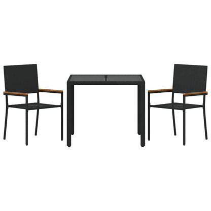 Garten Essgruppe 3 pcs Schwarz 90 x 90 x 75 cm Poly-Rattan