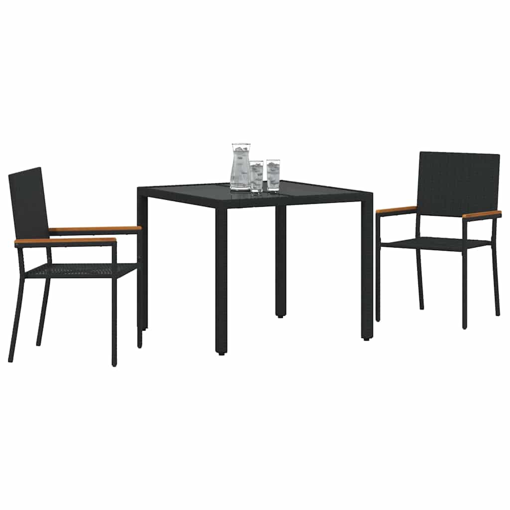 Garten Essgruppe 3 pcs Schwarz 90 x 90 x 75 cm Poly-Rattan