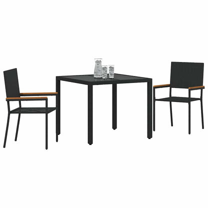 Garten Essgruppe 3 pcs Schwarz 90 x 90 x 75 cm Poly-Rattan