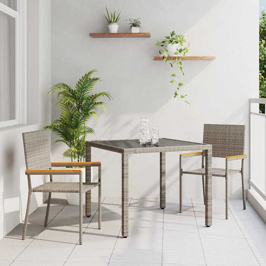 Garten Essgruppe 3 pcs Grau, Braun 90 x 90 x 75 cm Poly-Rattan