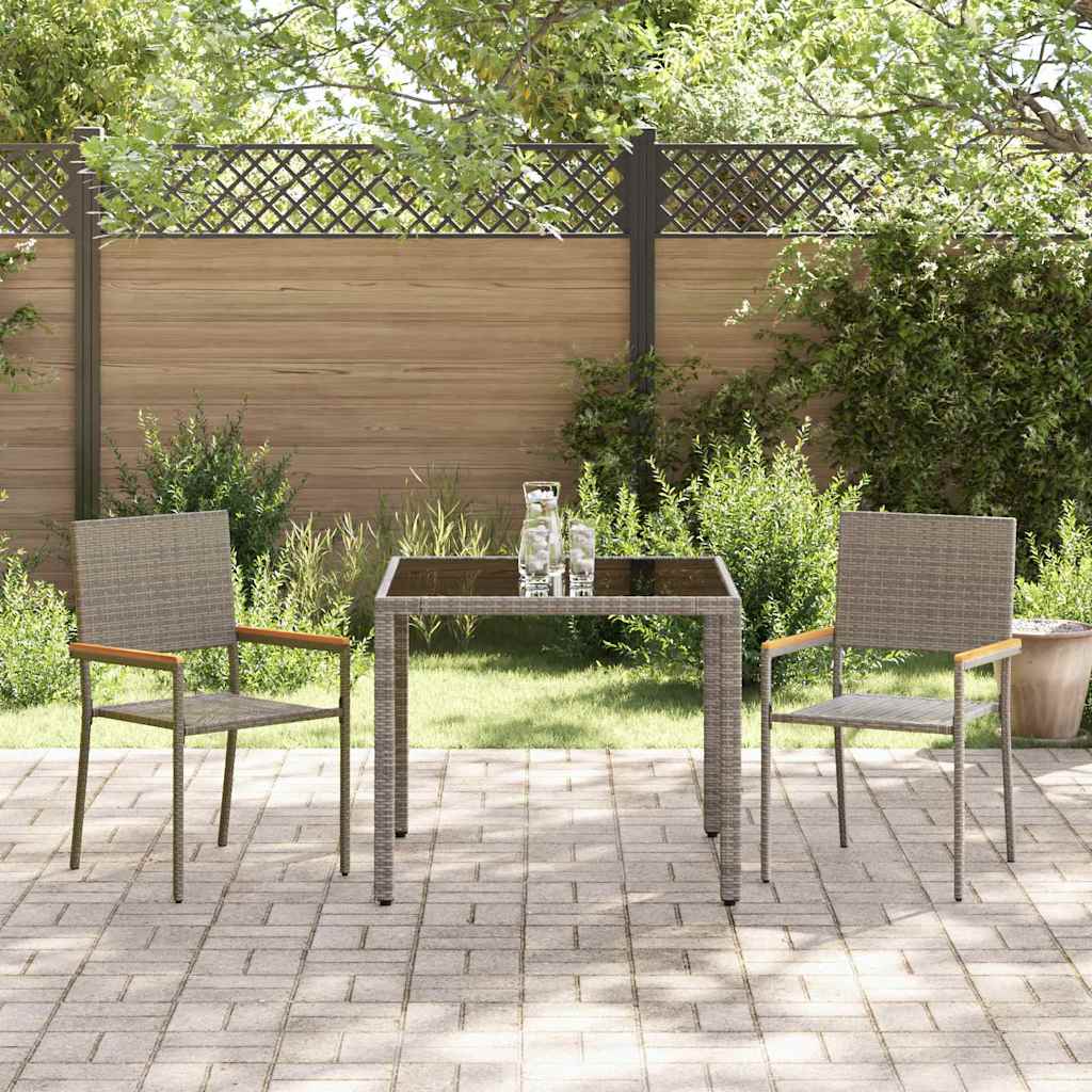 Garten Essgruppe 3 pcs Grau, Braun 90 x 90 x 75 cm Poly-Rattan