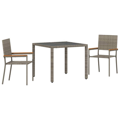 Garten Essgruppe 3 pcs Grau, Braun 90 x 90 x 75 cm Poly-Rattan
