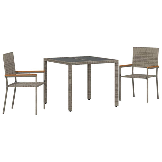 Garten Essgruppe 3 pcs Grau, Braun 90 x 90 x 75 cm Poly-Rattan