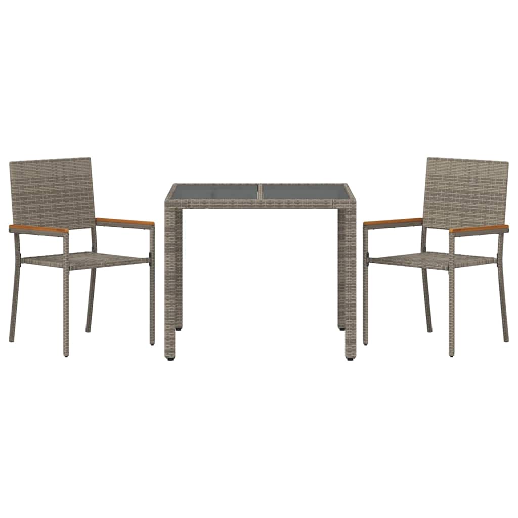 Garten Essgruppe 3 pcs Grau, Braun 90 x 90 x 75 cm Poly-Rattan