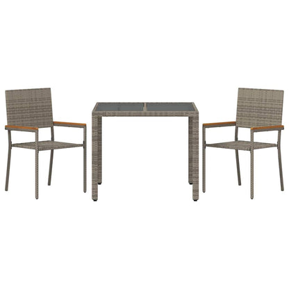 Garten Essgruppe 3 pcs Grau, Braun 90 x 90 x 75 cm Poly-Rattan