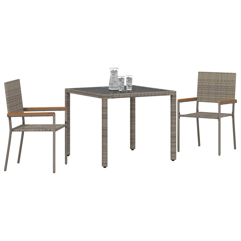 Garten Essgruppe 3 pcs Grau, Braun 90 x 90 x 75 cm Poly-Rattan