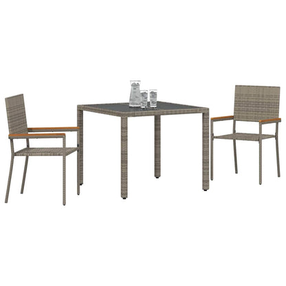 Garten Essgruppe 3 pcs Grau, Braun 90 x 90 x 75 cm Poly-Rattan