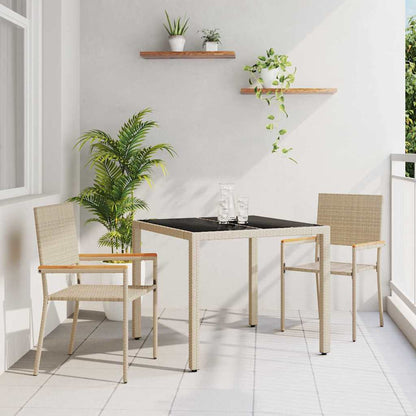 Garten Essgruppe 3 pcs Beige 90 x 90 x 75 cm Poly-Rattan