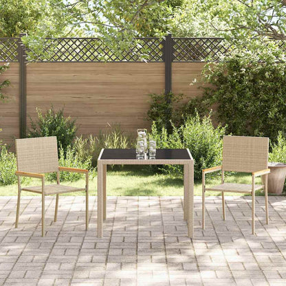 Garten Essgruppe 3 pcs Beige 90 x 90 x 75 cm Poly-Rattan