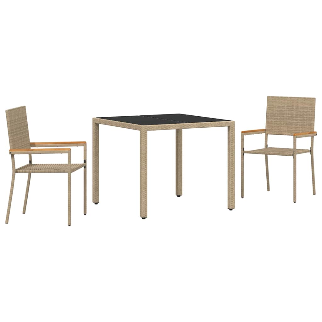 Garten Essgruppe 3 pcs Beige 90 x 90 x 75 cm Poly-Rattan
