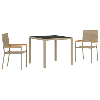 Garten Essgruppe 3 pcs Beige 90 x 90 x 75 cm Poly-Rattan