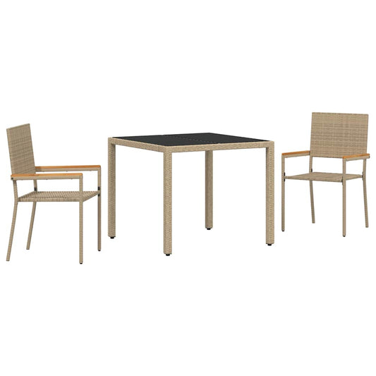 Garten Essgruppe 3 pcs Beige 90 x 90 x 75 cm Poly-Rattan