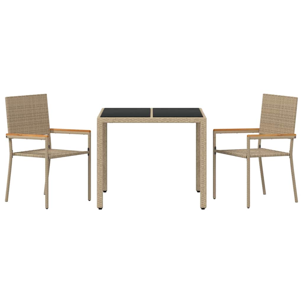 Garten Essgruppe 3 pcs Beige 90 x 90 x 75 cm Poly-Rattan