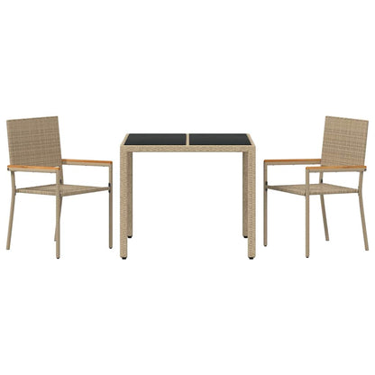 Garten Essgruppe 3 pcs Beige 90 x 90 x 75 cm Poly-Rattan