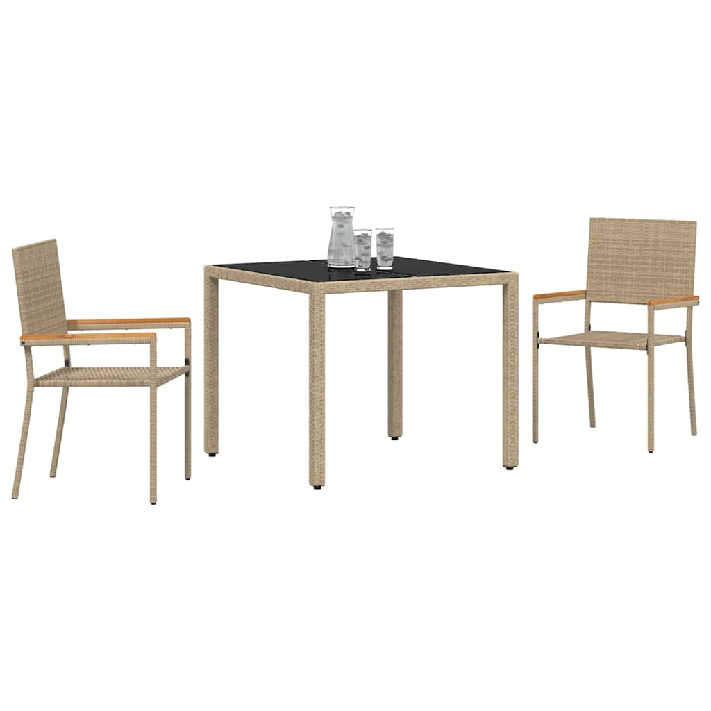 Garten Essgruppe 3 pcs Beige 90 x 90 x 75 cm Poly-Rattan
