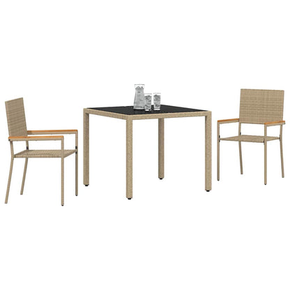 Garten Essgruppe 3 pcs Beige 90 x 90 x 75 cm Poly-Rattan