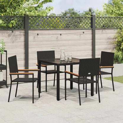 Garten Essgruppe 5 pcs Schwarz 90 x 90 x 75 cm Poly-Rattan