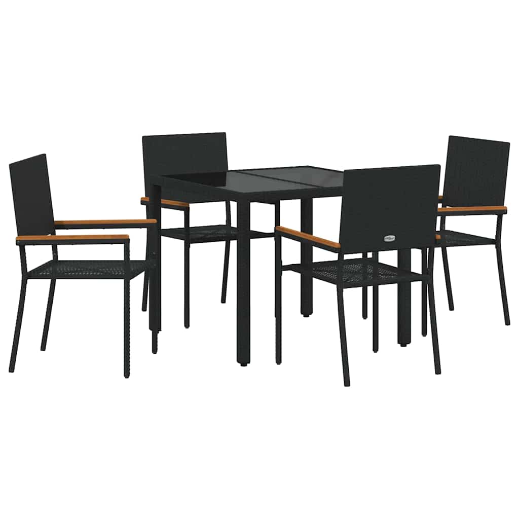 Garten Essgruppe 5 pcs Schwarz 90 x 90 x 75 cm Poly-Rattan