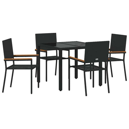 Garten Essgruppe 5 pcs Schwarz 90 x 90 x 75 cm Poly-Rattan