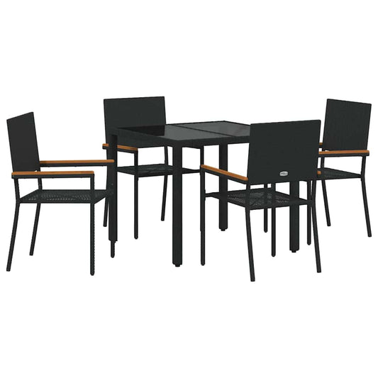 Garten Essgruppe 5 pcs Schwarz 90 x 90 x 75 cm Poly-Rattan