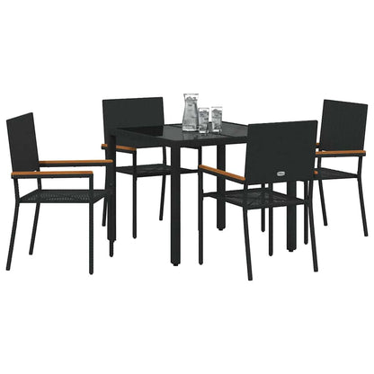Garten Essgruppe 5 pcs Schwarz 90 x 90 x 75 cm Poly-Rattan