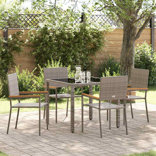 Garten Essgruppe 5 pcs Grau 90 x 90 x 75 cm Poly-Rattan