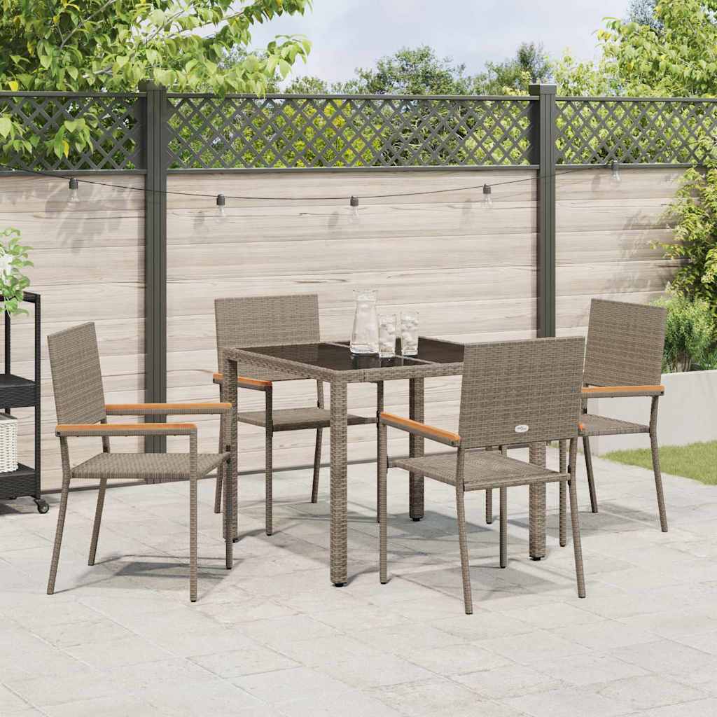 Garten Essgruppe 5 pcs Grau 90 x 90 x 75 cm Poly-Rattan