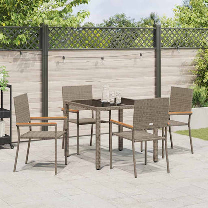 Garten Essgruppe 5 pcs Grau 90 x 90 x 75 cm Poly-Rattan