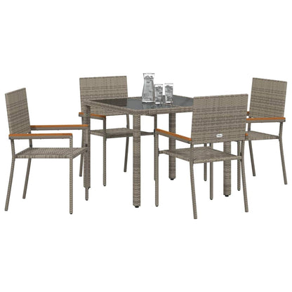 Garten Essgruppe 5 pcs Grau 90 x 90 x 75 cm Poly-Rattan