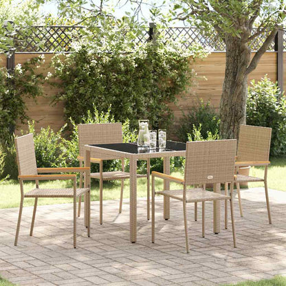 Garten Essgruppe 5 pcs Beige 90 x 90 x 75 cm Poly-Rattan