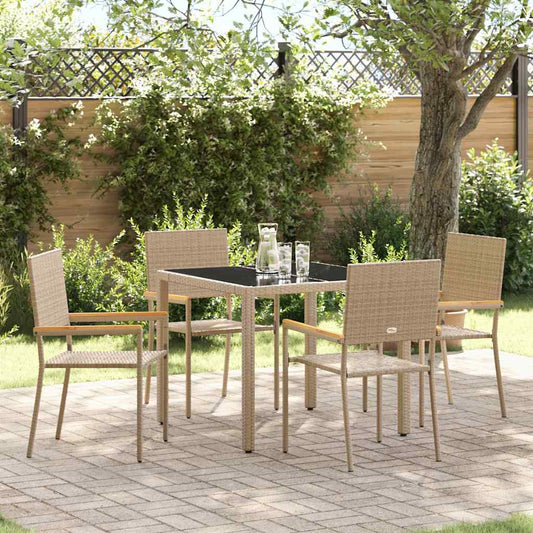Garten Essgruppe 5 pcs Beige 90 x 90 x 75 cm Poly-Rattan