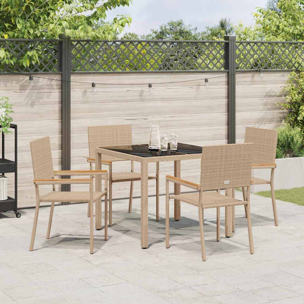 Garten Essgruppe 5 pcs Beige 90 x 90 x 75 cm Poly-Rattan