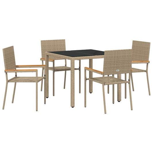 Garten Essgruppe 5 pcs Beige 90 x 90 x 75 cm Poly-Rattan
