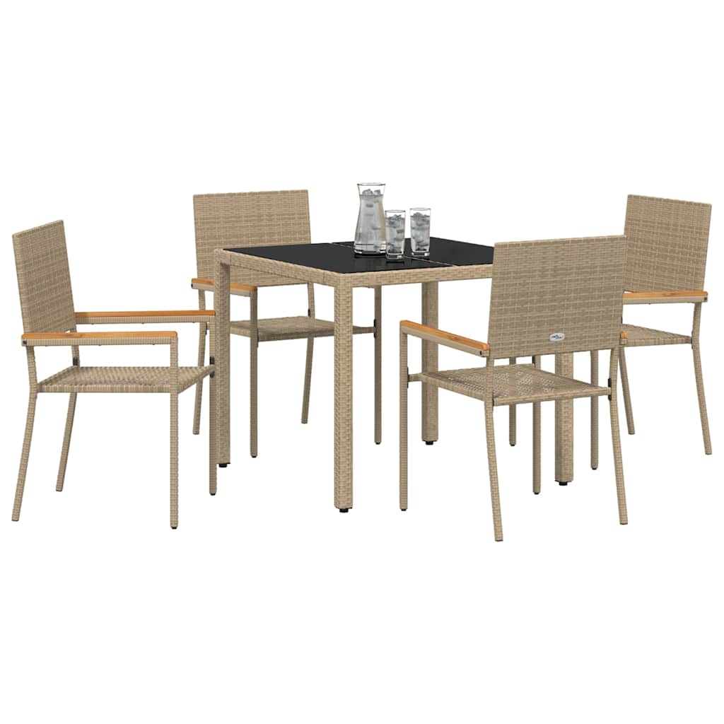 Garten Essgruppe 5 pcs Beige 90 x 90 x 75 cm Poly-Rattan