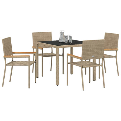 Garten Essgruppe 5 pcs Beige 90 x 90 x 75 cm Poly-Rattan