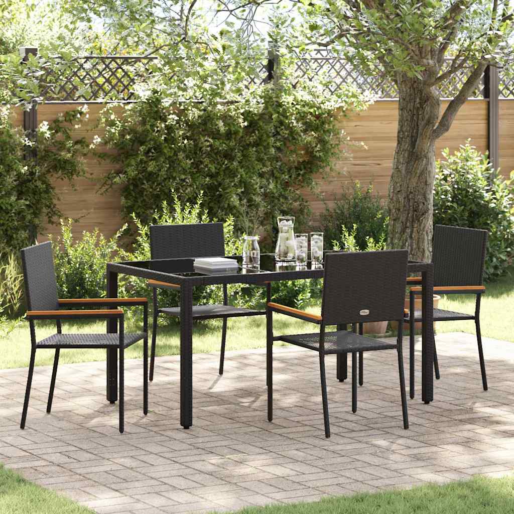 Garten Essgruppe 5 pcs Schwarz 150 x 90 x 75 cm Poly-Rattan