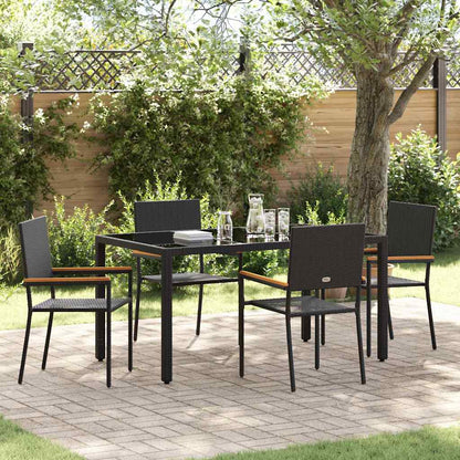 Garten Essgruppe 5 pcs Schwarz 150 x 90 x 75 cm Poly-Rattan