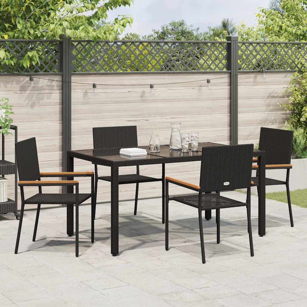 Garten Essgruppe 5 pcs Schwarz 150 x 90 x 75 cm Poly-Rattan