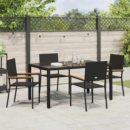 Garten Essgruppe 5 pcs Schwarz 150 x 90 x 75 cm Poly-Rattan