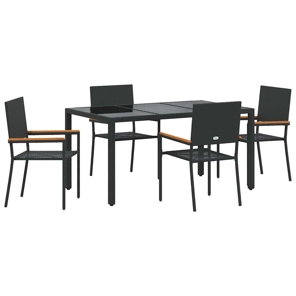 Garten Essgruppe 5 pcs Schwarz 150 x 90 x 75 cm Poly-Rattan