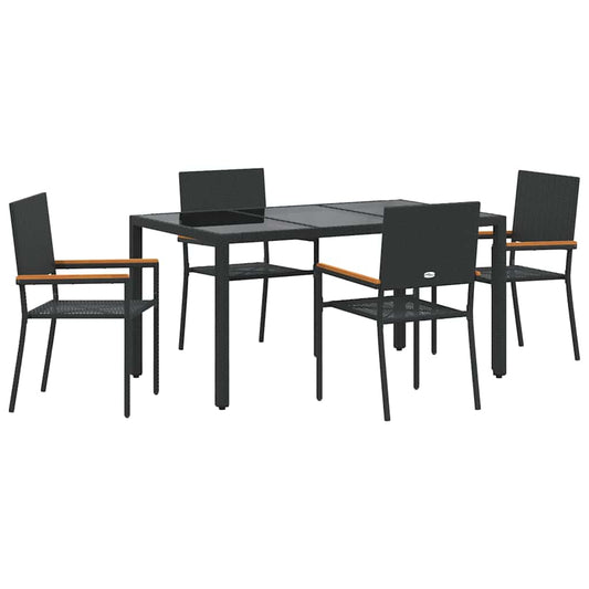 Garten Essgruppe 5 pcs Schwarz 150 x 90 x 75 cm Poly-Rattan