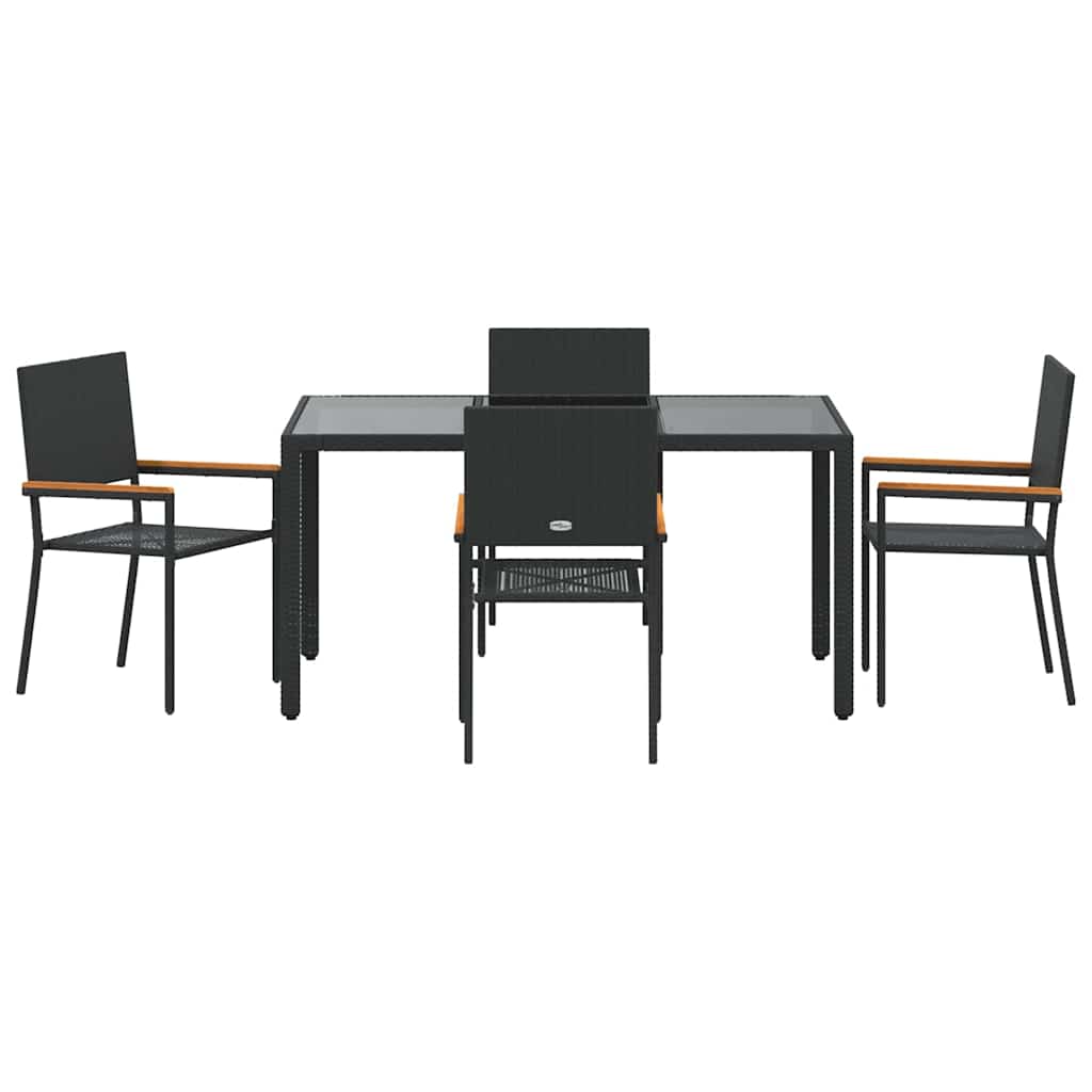Garten Essgruppe 5 pcs Schwarz 150 x 90 x 75 cm Poly-Rattan