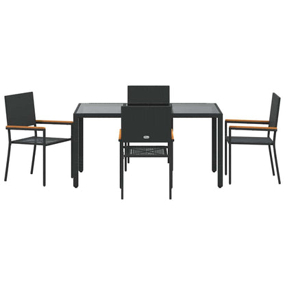 Garten Essgruppe 5 pcs Schwarz 150 x 90 x 75 cm Poly-Rattan